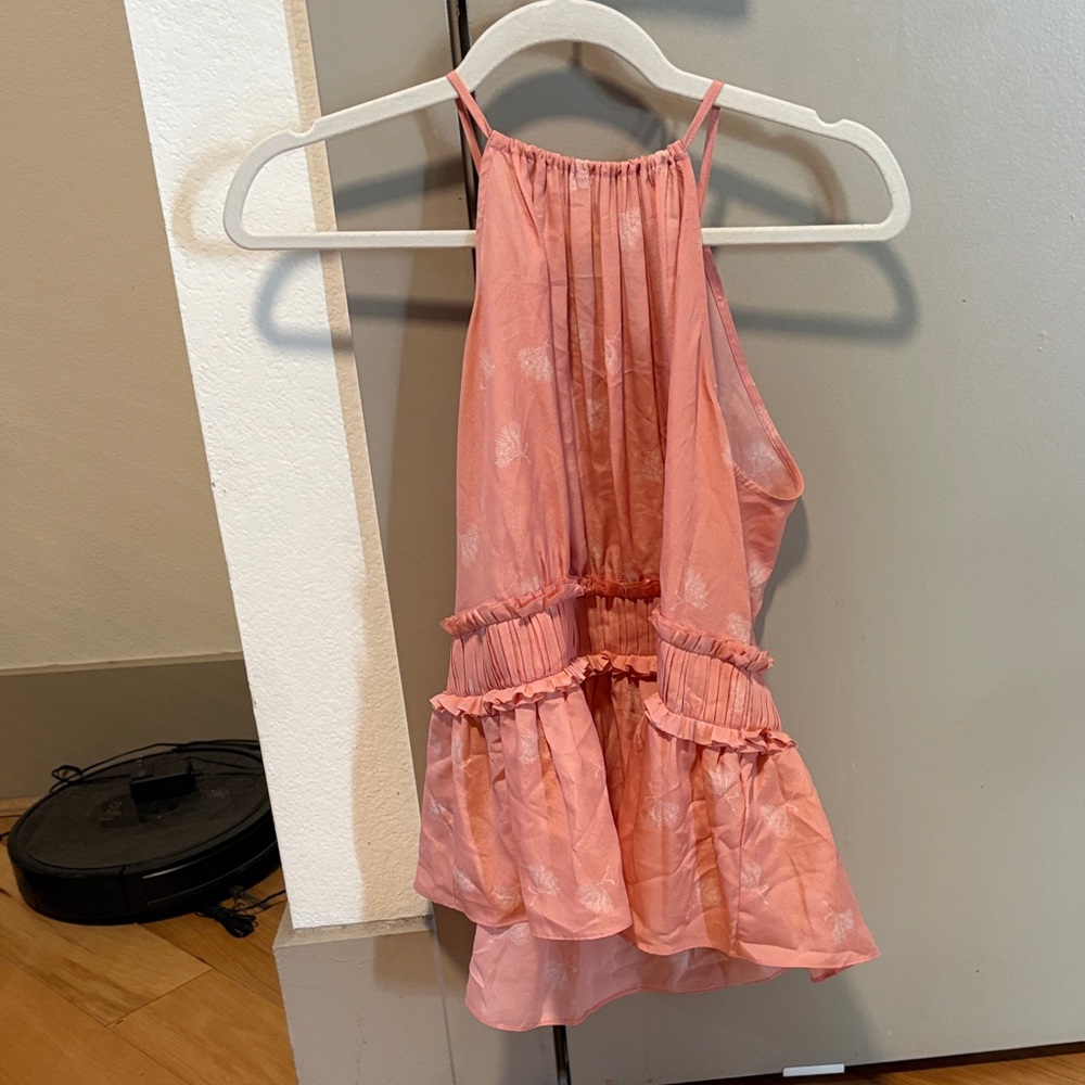 Joie Pink Halter Ruffle top